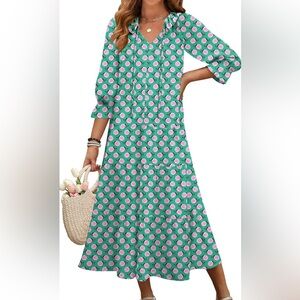 Floral Green and Pink Dress